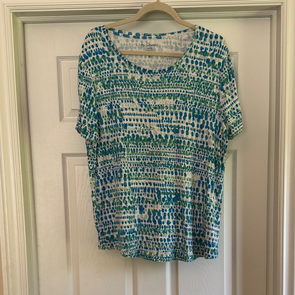 Catherines Blue and Green Short Sleeve Top